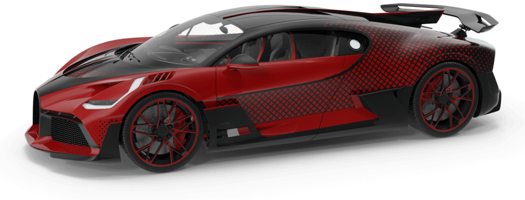 Red hyper luxury car with transparent background.